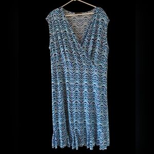 Blue and White Sleeveless Dress